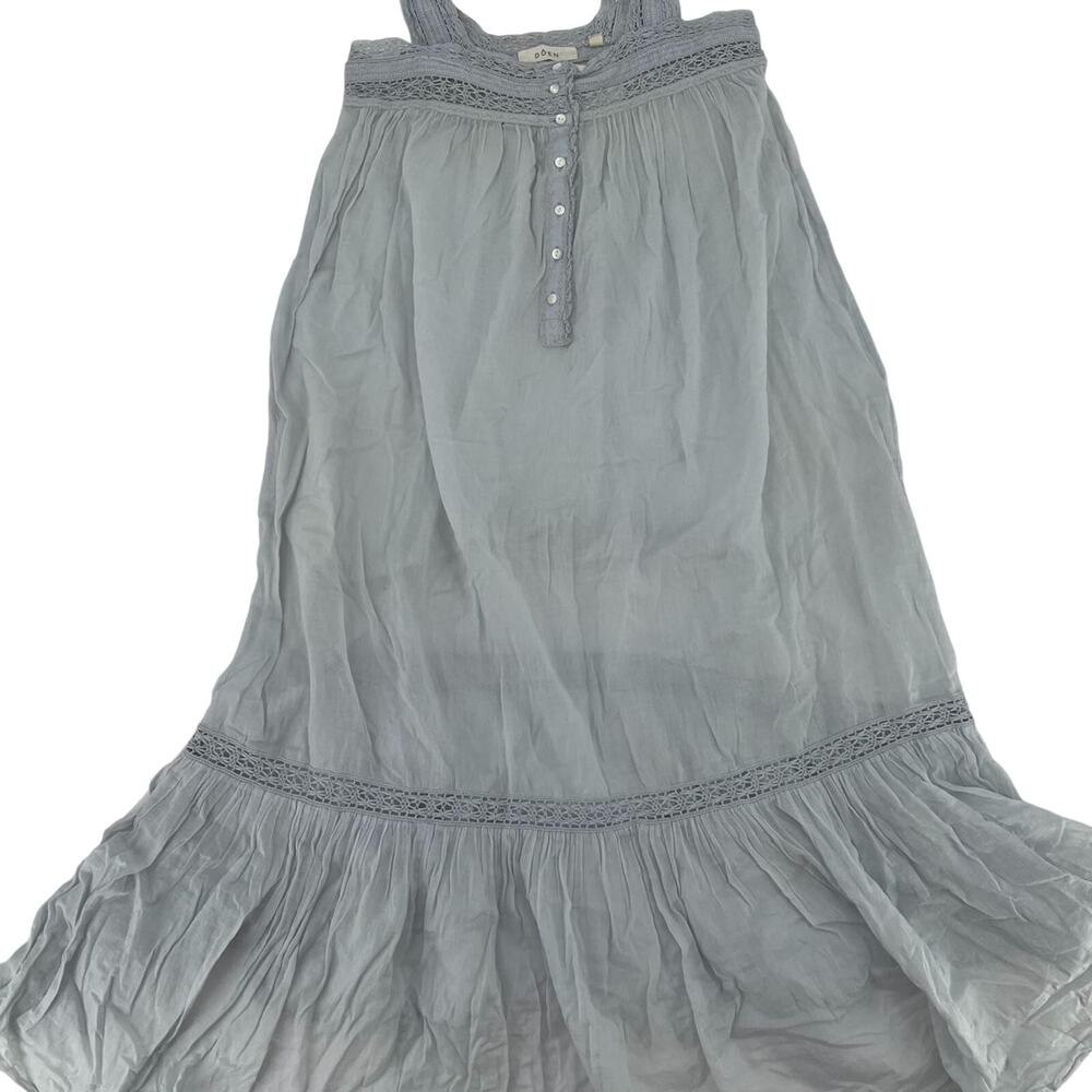 DÔEN blue maxi dress with lace trim and button detail Size XXS